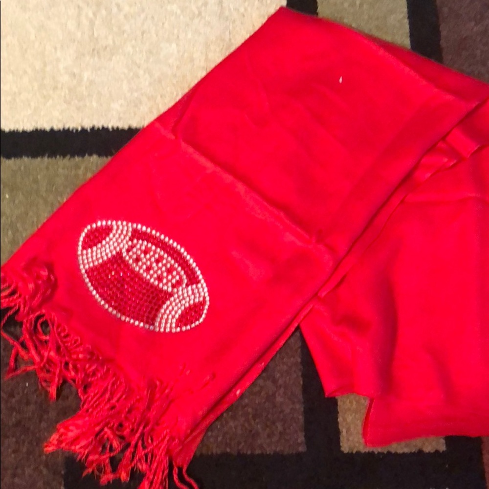 Red sequin football scarf